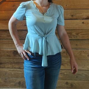 Sweet Wanderer Blouse in Muted Sea Foam Green, size Medium